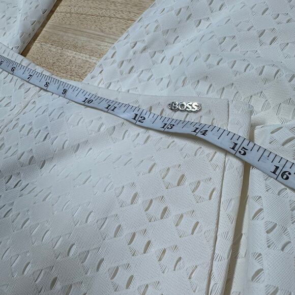 Hugo Boss NWT Tisaly Wide Leg Pants Soft Cream Size 6 Textured Flat Front Airy - Picture 6 of 10